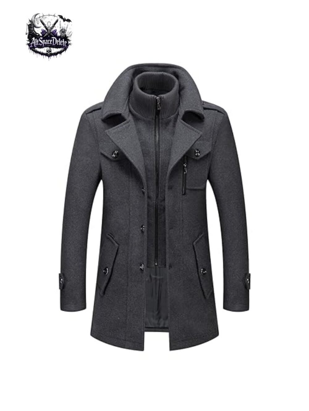 Wool Blend Pea Coat Winter Trench Coat Single Breasted
